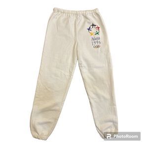 VINTAGE XL Jerzees Pants White USA Olympics Jogger Sweatpants Made In USA Mens